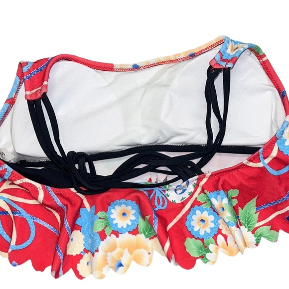 Cupshe Bikini Swimsuit Tankini Red Floral Reversible S Small New - Picture 4 of 5